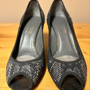 Donald Pliner Size 9N | Exotic Peek-a-Boo Toe 3" Heels | Bronze Metallic Finish